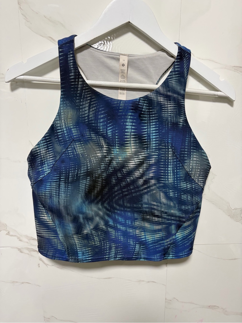 Lululemon Women Crop Tank Top 10 Invigorate Training Shapeshifter Flux Blue
